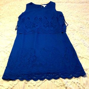Charter Club Woman cobalt blue stretch lace dress with back zip. Like new. 1X